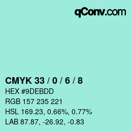 カラーコード: CMYK 33 / 0 / 6 / 8 | qconv.com