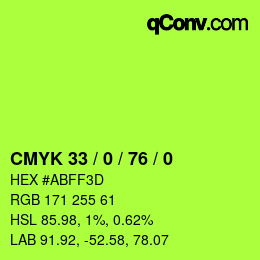 カラーコード: CMYK 33 / 0 / 76 / 0 | qconv.com