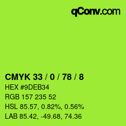 Color code: CMYK 33 / 0 / 78 / 8 | qconv.com