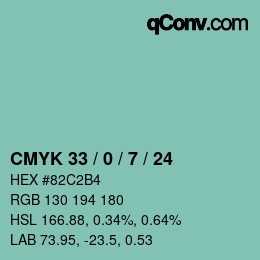 Farbcode: CMYK 33 / 0 / 7 / 24 | qconv.com