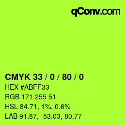 Color code: CMYK 33 / 0 / 80 / 0 | qconv.com