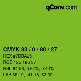 Color code: CMYK 33 / 0 / 80 / 27 | qconv.com