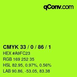 Color code: CMYK 33 / 0 / 86 / 1 | qconv.com