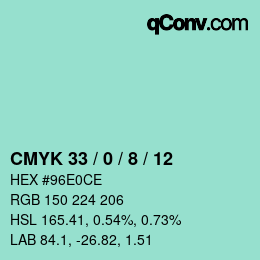 Color code: CMYK 33 / 0 / 8 / 12 | qconv.com