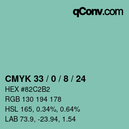 カラーコード: CMYK 33 / 0 / 8 / 24 | qconv.com