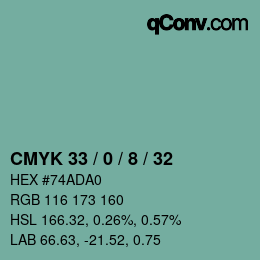 Color code: CMYK 33 / 0 / 8 / 32 | qconv.com