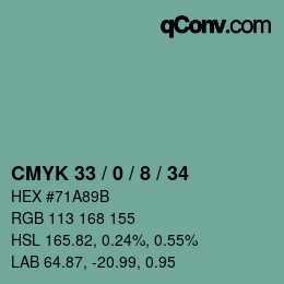 Color code: CMYK 33 / 0 / 8 / 34 | qconv.com