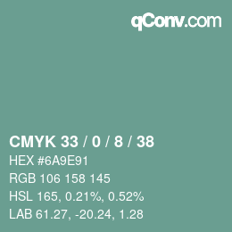 Color code: CMYK 33 / 0 / 8 / 38 | qconv.com