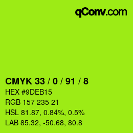 Color code: CMYK 33 / 0 / 91 / 8 | qconv.com