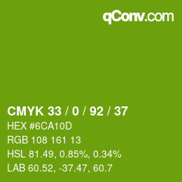 颜色代码: CMYK 33 / 0 / 92 / 37 | qconv.com