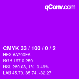 カラーコード: CMYK 33 / 100 / 0 / 2 | qconv.com