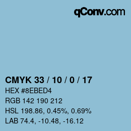 Color code: CMYK 33 / 10 / 0 / 17 | qconv.com