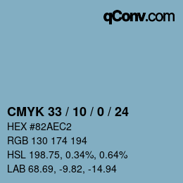 Farbcode: CMYK 33 / 10 / 0 / 24 | qconv.com