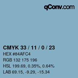 Color code: CMYK 33 / 11 / 0 / 23 | qconv.com