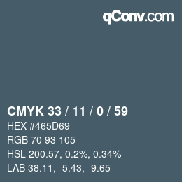 Color code: CMYK 33 / 11 / 0 / 59 | qconv.com