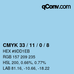 Color code: CMYK 33 / 11 / 0 / 8 | qconv.com