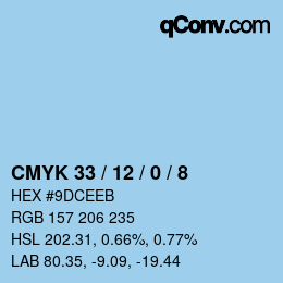 カラーコード: CMYK 33 / 12 / 0 / 8 | qconv.com