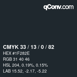 Color code: CMYK 33 / 13 / 0 / 82 | qconv.com