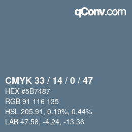 Farbcode: CMYK 33 / 14 / 0 / 47 | qconv.com