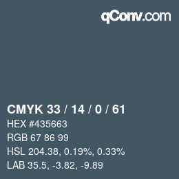 Color code: CMYK 33 / 14 / 0 / 61 | qconv.com