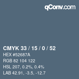 Color code: CMYK 33 / 15 / 0 / 52 | qconv.com