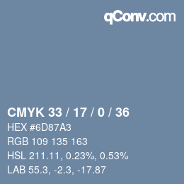 Color code: CMYK 33 / 17 / 0 / 36 | qconv.com