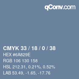 Código de color: CMYK 33 / 18 / 0 / 38 | qconv.com