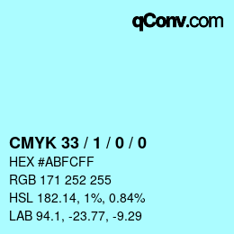 カラーコード: CMYK 33 / 1 / 0 / 0 | qconv.com