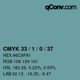 Color code: CMYK 33 / 1 / 0 / 37 | qconv.com