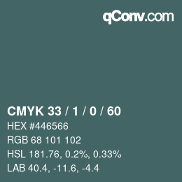 カラーコード: CMYK 33 / 1 / 0 / 60 | qconv.com