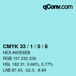 Color code: CMYK 33 / 1 / 0 / 8 | qconv.com