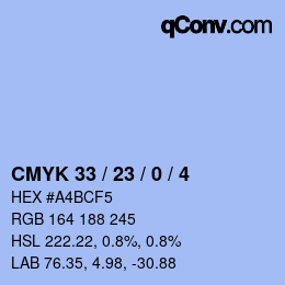 Código de color: CMYK 33 / 23 / 0 / 4 | qconv.com