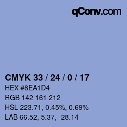 Color code: CMYK 33 / 24 / 0 / 17 | qconv.com