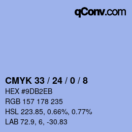 颜色代码: CMYK 33 / 24 / 0 / 8 | qconv.com