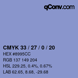 Color code: CMYK 33 / 27 / 0 / 20 | qconv.com