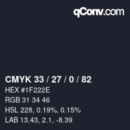 Color code: CMYK 33 / 27 / 0 / 82 | qconv.com