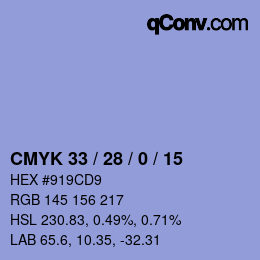Código de color: CMYK 33 / 28 / 0 / 15 | qconv.com