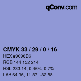 Color code: CMYK 33 / 29 / 0 / 16 | qconv.com