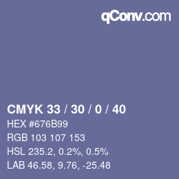 Color code: CMYK 33 / 30 / 0 / 40 | qconv.com