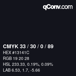 颜色代码: CMYK 33 / 30 / 0 / 89 | qconv.com