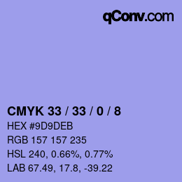 Color code: CMYK 33 / 33 / 0 / 8 | qconv.com