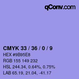 Color code: CMYK 33 / 36 / 0 / 9 | qconv.com