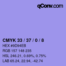 Color code: CMYK 33 / 37 / 0 / 8 | qconv.com