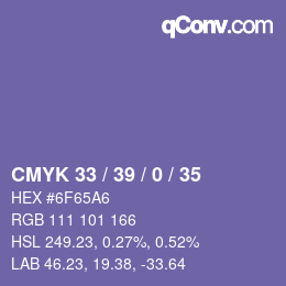 Color code: CMYK 33 / 39 / 0 / 35 | qconv.com