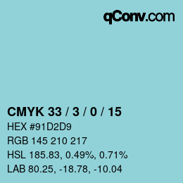 颜色代码: CMYK 33 / 3 / 0 / 15 | qconv.com