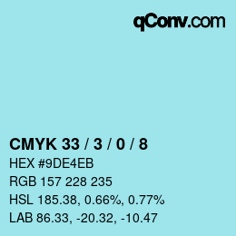 Farbcode: CMYK 33 / 3 / 0 / 8 | qconv.com