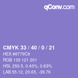 Color code: CMYK 33 / 40 / 0 / 21 | qconv.com