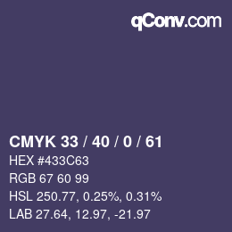 颜色代码: CMYK 33 / 40 / 0 / 61 | qconv.com
