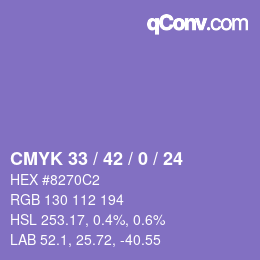 Código de color: CMYK 33 / 42 / 0 / 24 | qconv.com