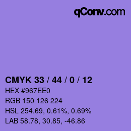 Color code: CMYK 33 / 44 / 0 / 12 | qconv.com